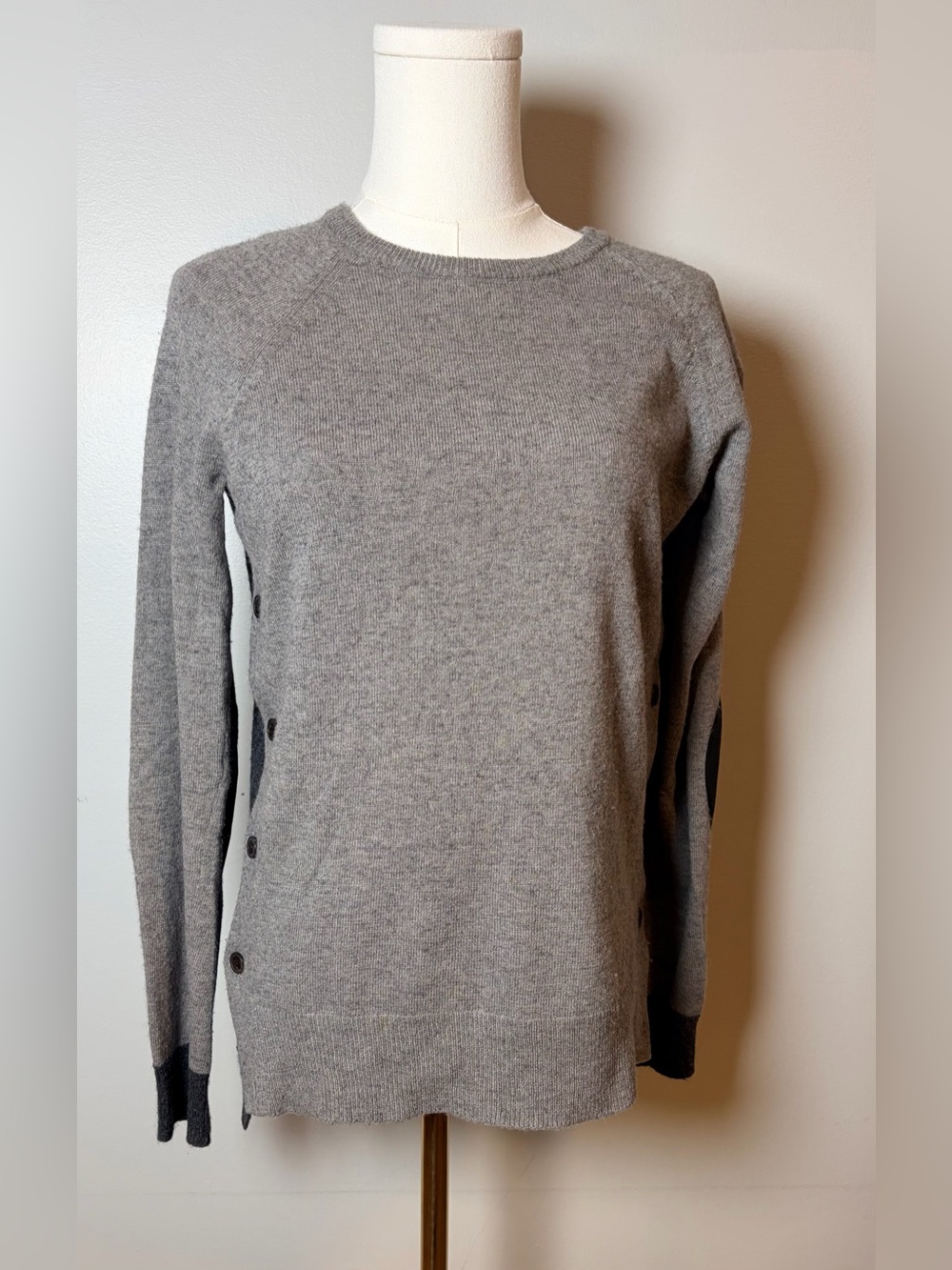 J. Crew colorblock wool rabbit hair elbow patch Sweater with Side Button size s